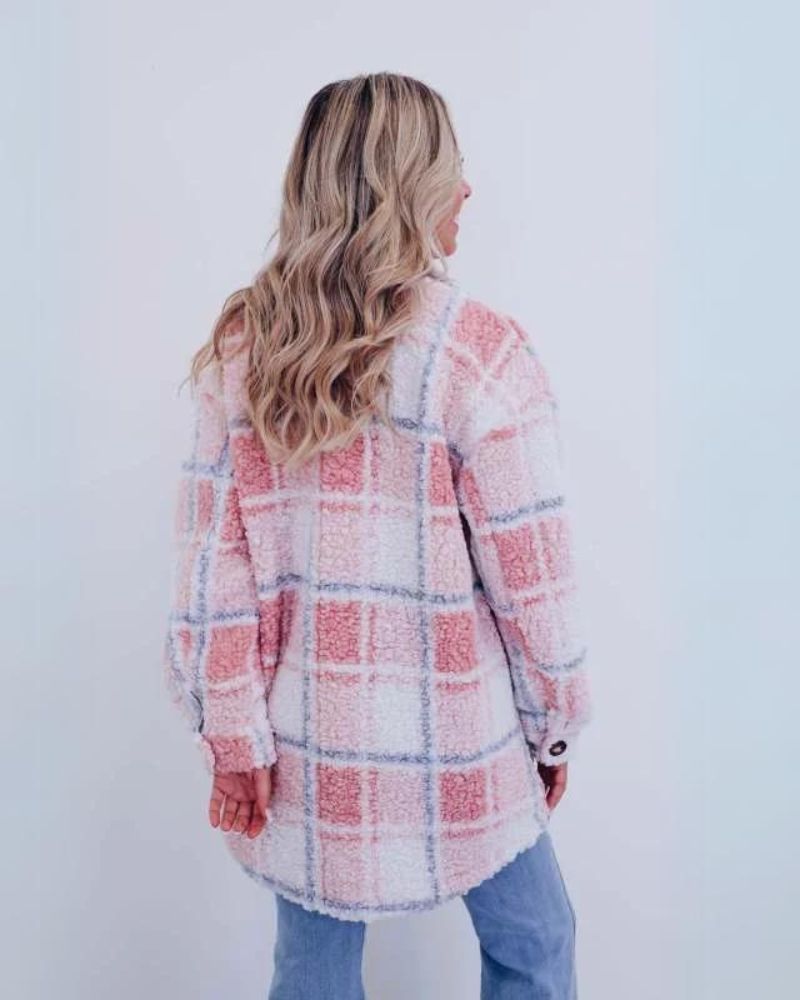 ELINARA Polar Fleece Plaid Jacket – Warm, Stylish, and Versatile