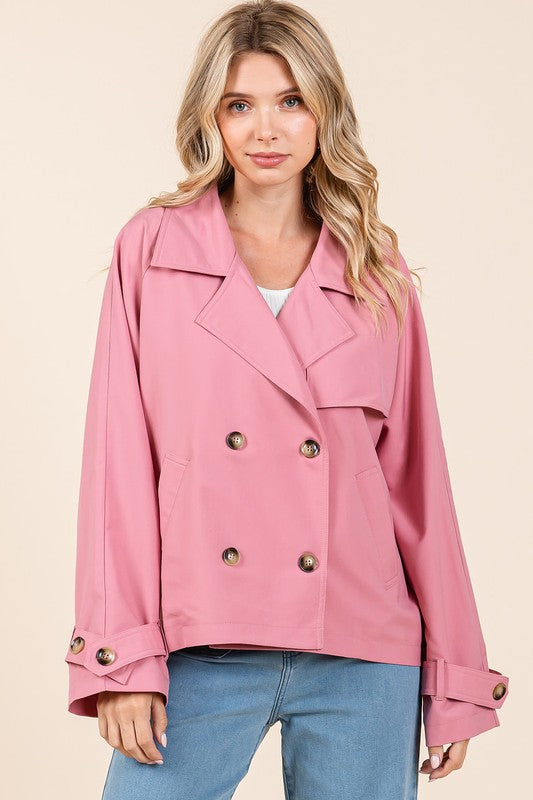 Women's Double-Breasted Long Sleeve Trench Coat | Stylish & Versatile