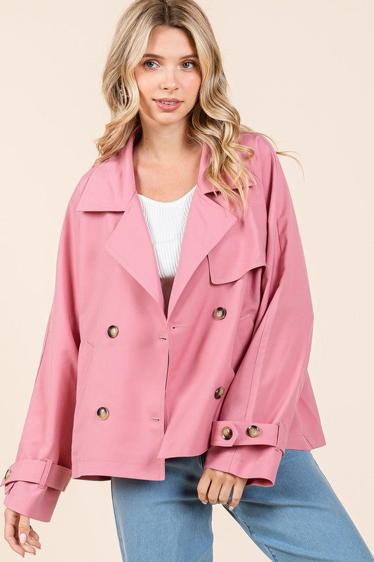 Women's Double-Breasted Long Sleeve Trench Coat | Stylish & Versatile