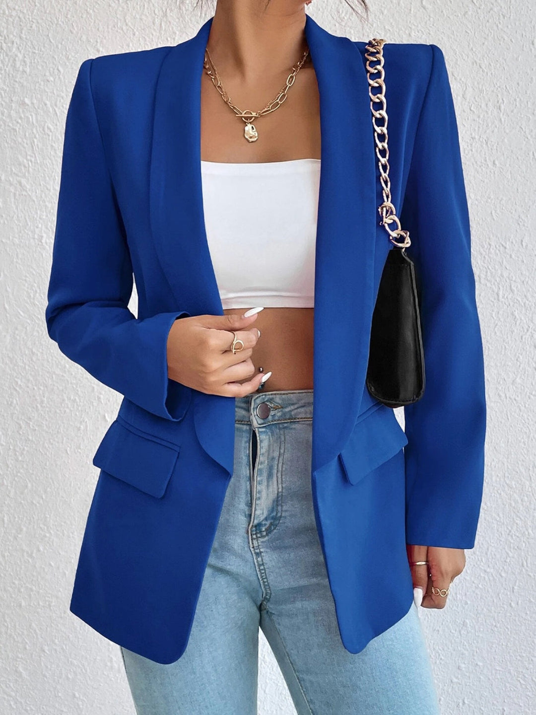 Women’s Shawl Collar Long Sleeve Blazer | Comfortable Polyester-Spandex Fit